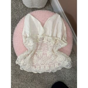 Blackbough White Lace Paisley Camisole Top 68% Cotton Adjustable Strap M Women